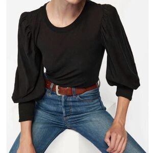 Nation LTD loren smocked peasant black long sleeve top voluminous puff sleeves